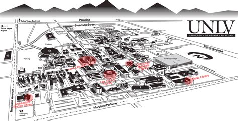 UNLV Libraries Campus map with locations of libraries