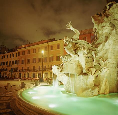 Italy, Rome, Piazza Navona At Night Photograph by Silvia Otte - Pixels