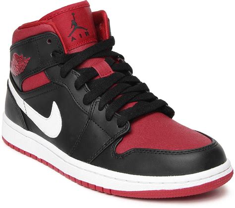 Nike Air Jordan 1 Mid Basketball Shoes For Men - Buy BLACK/GYM RED ...