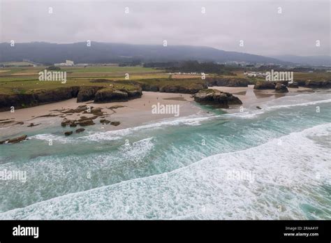 Aerial view of As Catedrais beach in north Spain Stock Photo - Alamy