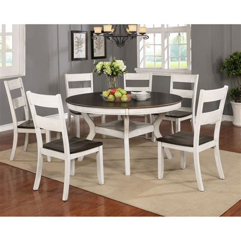 White and Brown 7 Piece Dining Set - Perrin | RC Willey