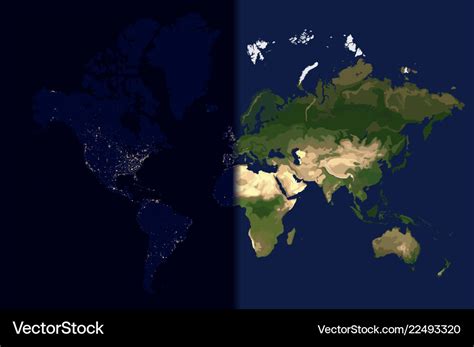 Day in the east night west world map Royalty Free Vector