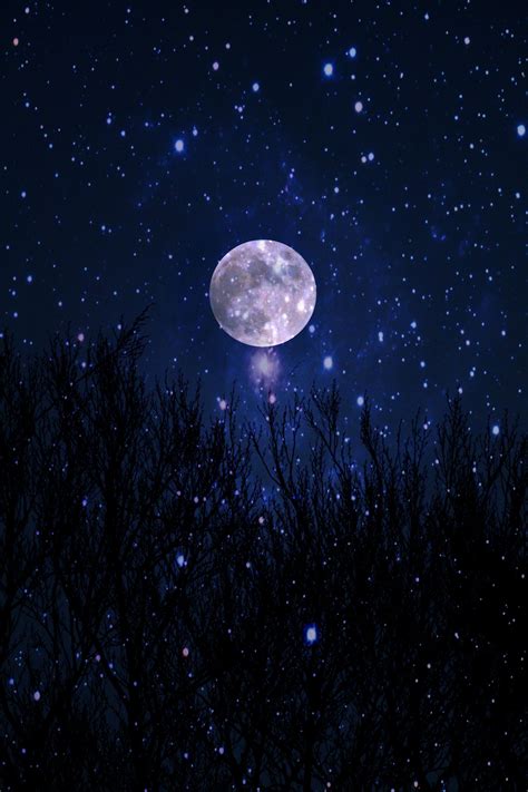 Full Moon & Stars | Beautiful moon, Moon pictures, Stars and moon