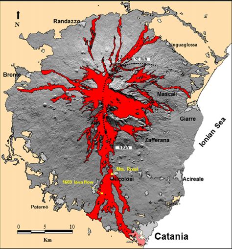 Mount Etna Volcano Map