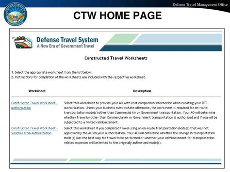 Constructed Travel Worksheet Dts