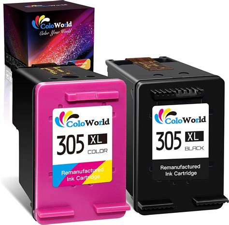 ColoWorld Remanufactured 305 XL Black & Colour Ink Cartridges for HP ...