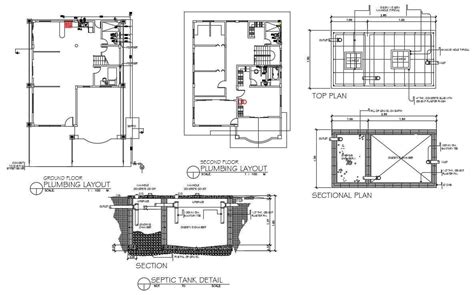 Plumbing Layout and Septic Tank Details of Duplex House