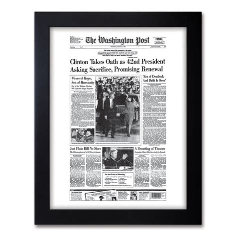 Bill Clinton Inauguration 1993 Print- Historic Newspapers