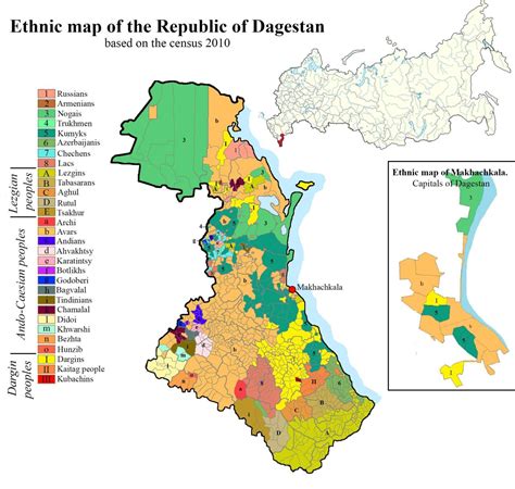 Ethnic map of Dagestan, Russia, 2010. - Maps on the Web