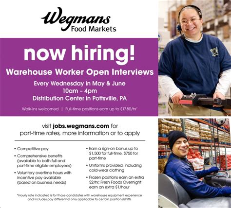 Now Hiring! Warehouse Worker Open Interviews, Wegmans Food Markets ...