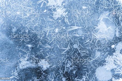 Ice Crystals On The Surface Of Frozen Water Stock Photo - Download ...