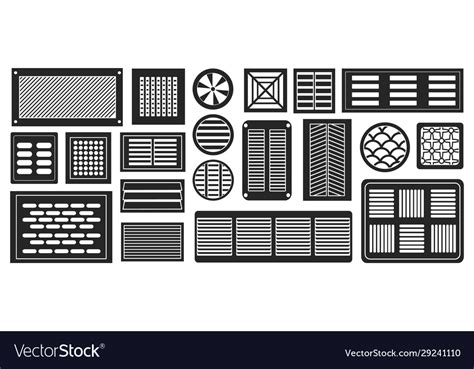 Air vent blacksimple set icon Royalty Free Vector Image