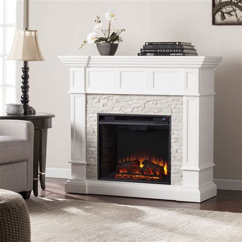 45.50" Merrimack Corner Convertible Electric Fireplace - White Faux ...