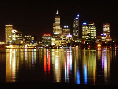 Perth Skyline At Night wallpaper | animals | Wallpaper Better