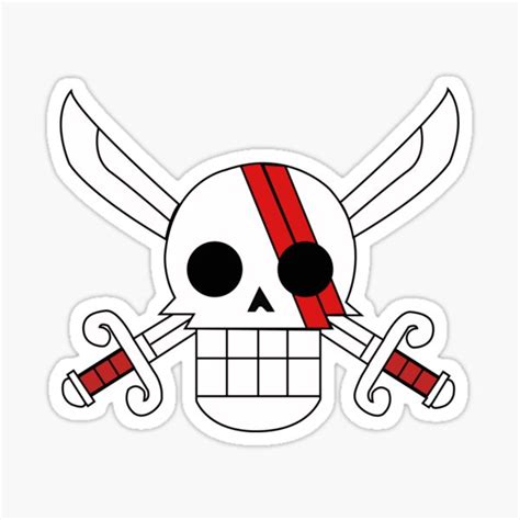 "Red Hair Pirates One piece Anime skull jolly roger" Sticker for Sale ...