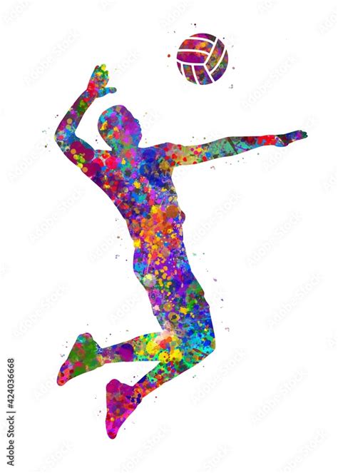 Volleyball Player watercolor art, abstract painting. sport art print ...