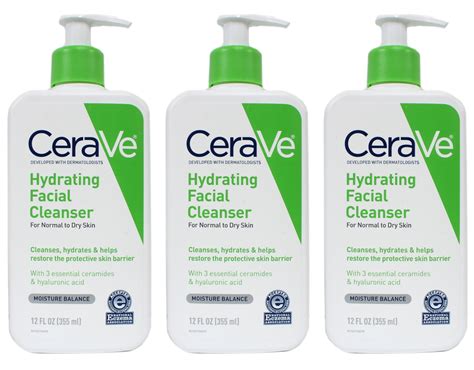 CeraVe Hydrating Facial Cleanser, Cream for Normal to Dry Skin 12 Ounce ...