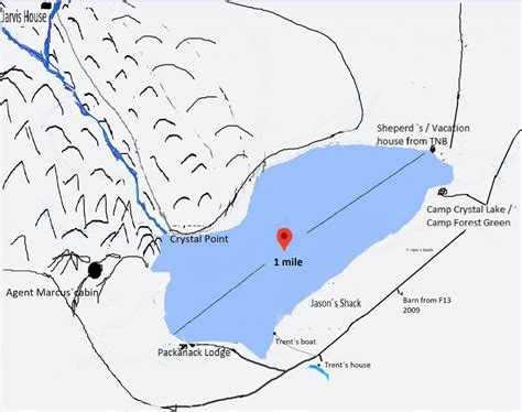 Fictional map of Crystal Lake and its surroundings - Friday The 13th ...