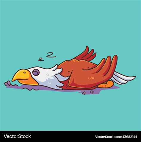 Cartoon eagle sleeping isolated animal Royalty Free Vector