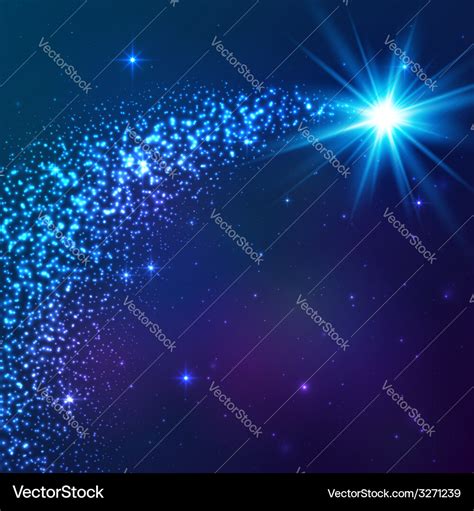 Blue shining star with dust tail Royalty Free Vector Image