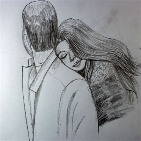 Simple pencil sketches of couples in love || Couple drawing step by ...