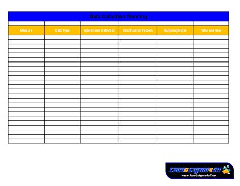Data Collection Plan Template Excel