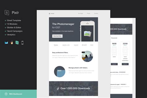 Pixlr Email Template + Builder ~ Email Templates ~ Creative Market