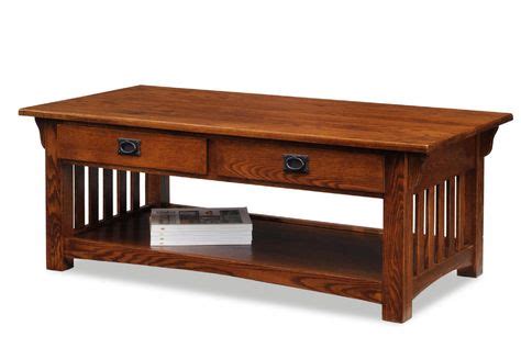 Leick 8204 Mission Coffee Table with Drawers and Shelf - Medium Oak ...