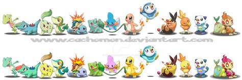 All Pokemon Starters + Shiny by Cachomon on DeviantArt