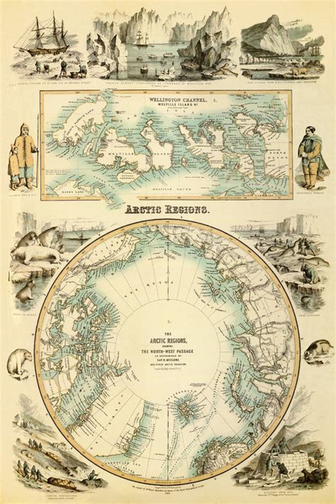 Arctica Map Marvelous Map of the Arctic Regions Arctic Map | Etsy