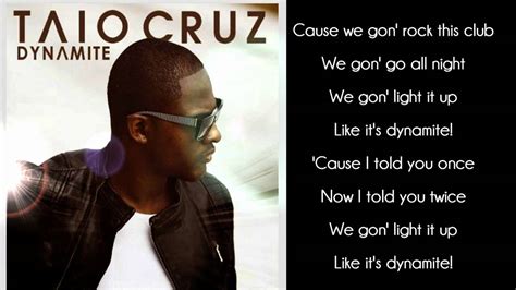 Taio Cruz - Dynamite Lyrics - YouTube