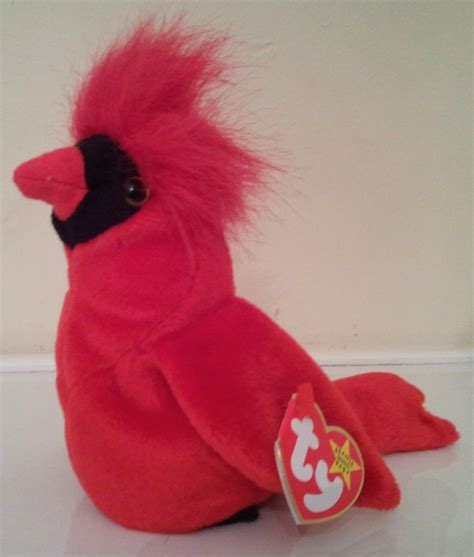 BEANIE BABY MAC Red Cardinal Bird Vintage black feet stuffed animal ...