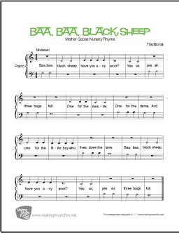 sheet music with the words baa baa black sheep