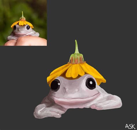 ArtStation - Frog with flower hat