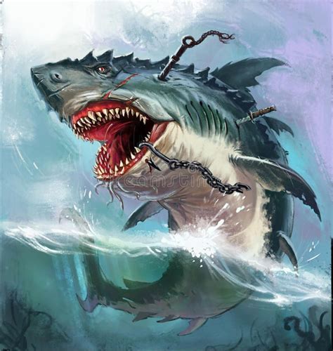 Shark monster. Huge evil monster shark in the open sea , #AFF, #Huge, # ...