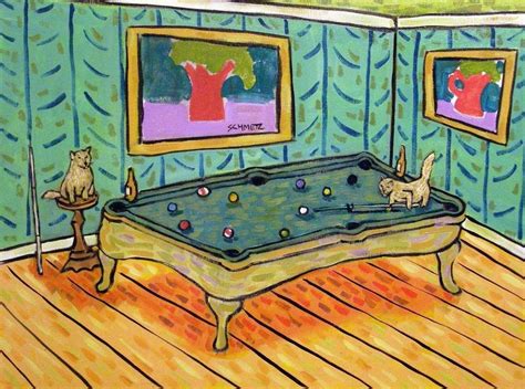 CATS PLAYING POOL BILLIARDS 11 x 14 cat art print #Impressionism | Cat ...