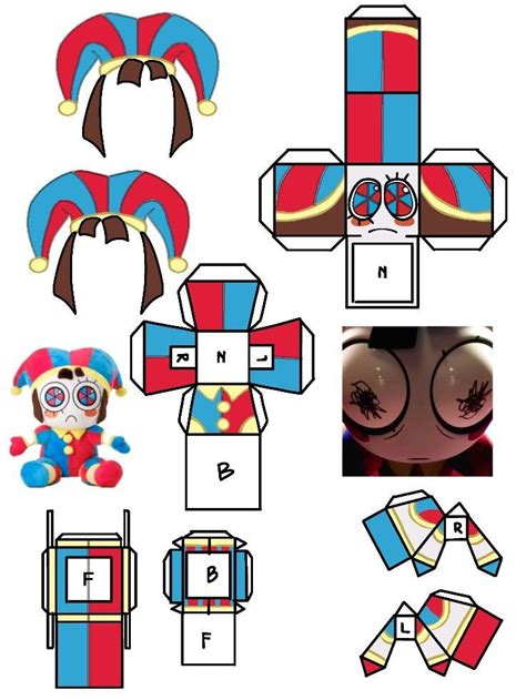 the paper doll is made to look like it has clown's head and eyes