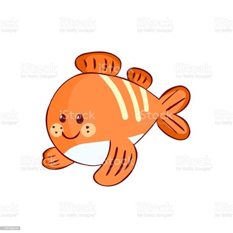 Isolated Orange Fish Silhouette Draw Vector Illustration Stock ...