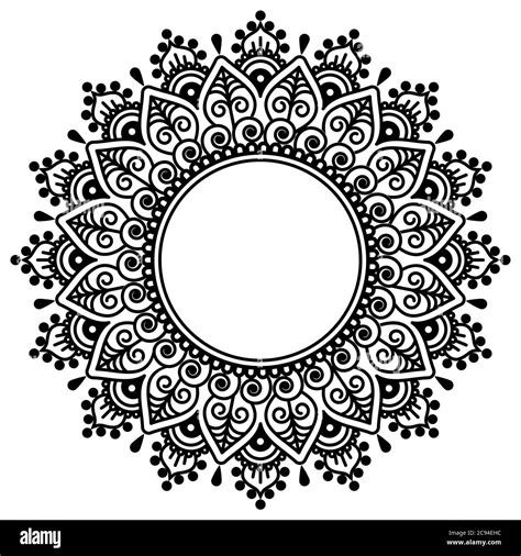 Mehndi Indian henna tatoo vector mandala design - traditional geometric ...