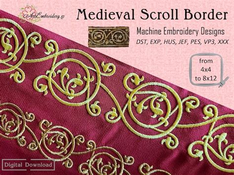 Medieval Scroll Border Machine Embroidery Historical Designs - Etsy