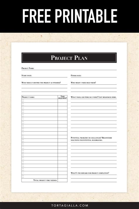 Project Planning Template Printable - tortagialla