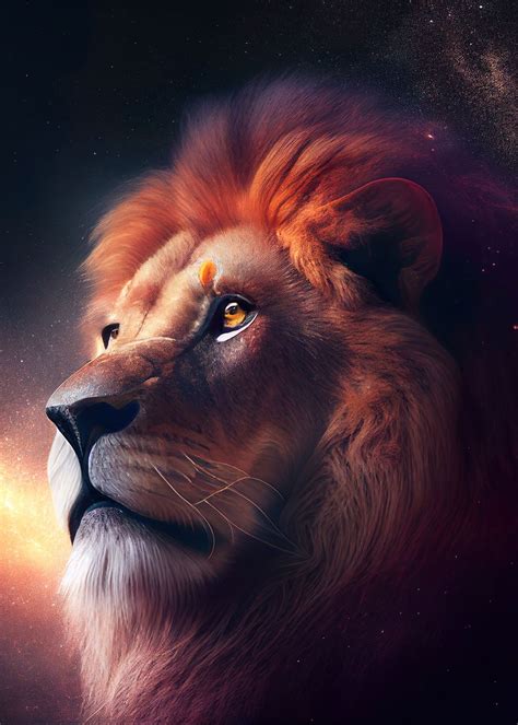 'Space Lion' Poster by TESSERACT ART | Displate