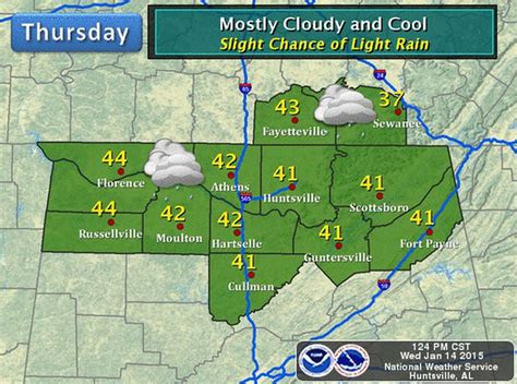 Slight chance of rain over Huntsville on Thursday; highs near 42 - al.com