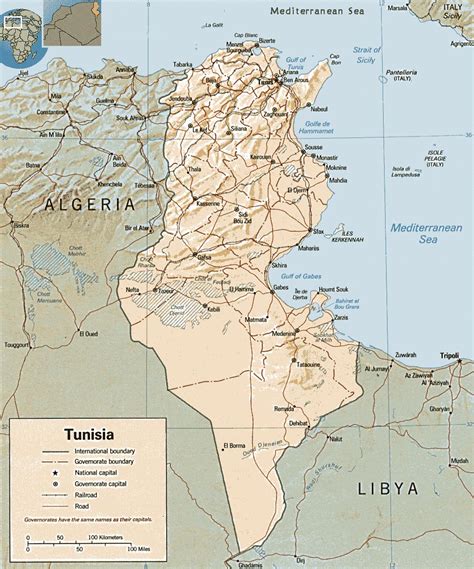 Map of Tunisia - Mediterranean Coast - Travel Africa