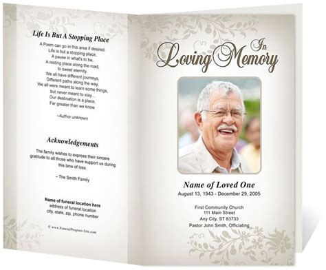 Funeral Program Template MOUNTAIN Microsoft Word Template Printable ...