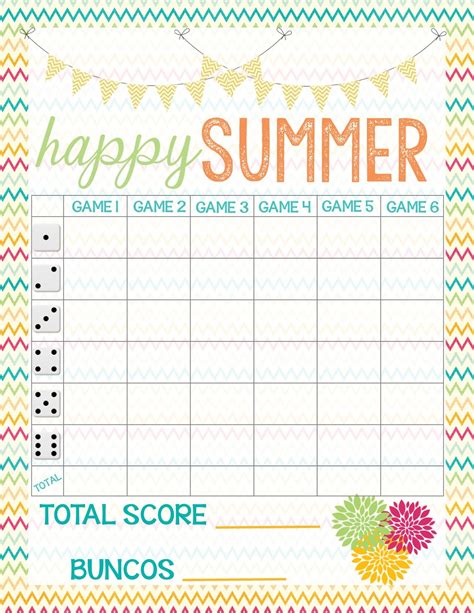 Printable Bunco Score Sheets Free