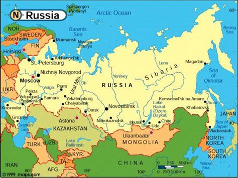 Russian countries map - Map of Russian countries (Eastern Europe - Europe)