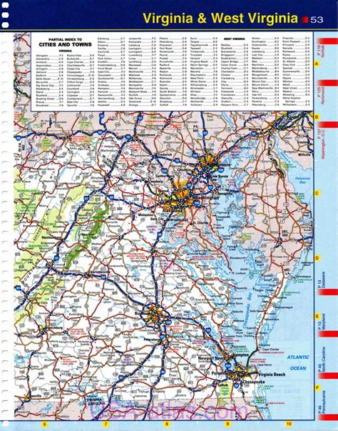 Map of Virginia. Detailed road map of the state of Virginia. Quality ...