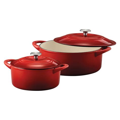 Tramontina Enameled Cast Iron Covered Dutch Oven Combo, 2-Piece – Red ...