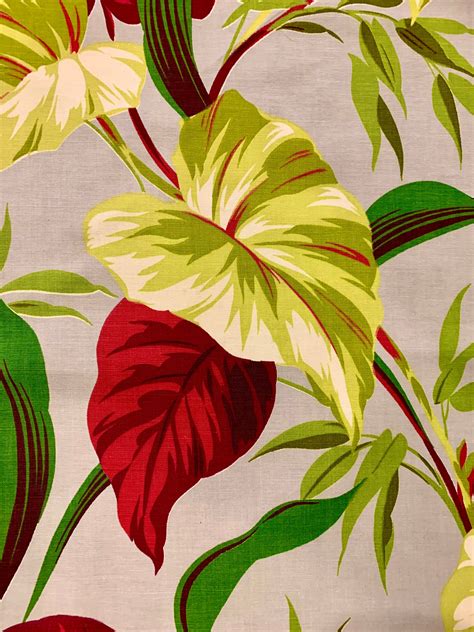 Fantastic 40s Tropical Barkcloth Era Fabric/ Cotton Yardage for ...